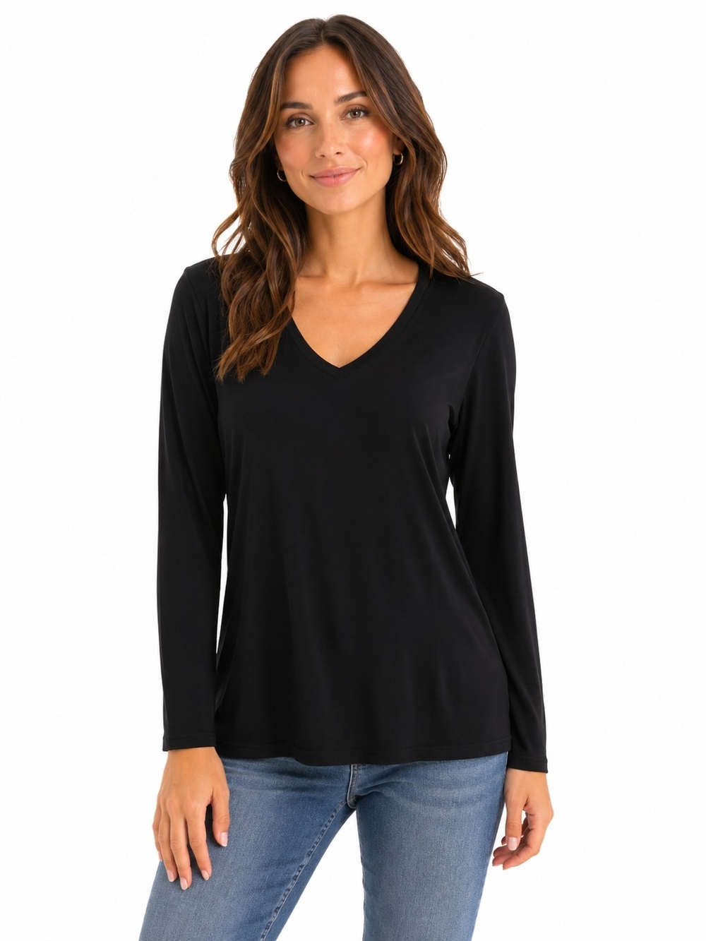 Uniqlo Black V-Neck Long Sleeve Tee